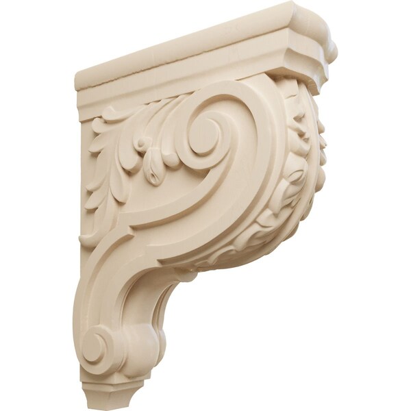 Ekena Millwork 4"W x 10 1/2"D x 14"H Large Hudson Acanthus Wood Corbel, Alder CORW04X11X14HDAL - main